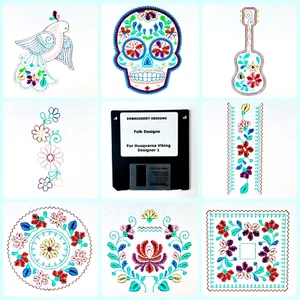 Folk Embroidery Designs Floppy Disk - for Husqvarna Viking Designer 1 - Picture 1 of 15