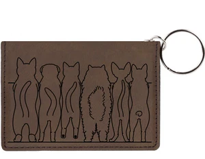 Cat Tails Laser Engraved Leatherette Keychain Wallet - Picture 1 of 18
