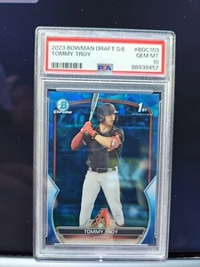 TOMMY TROY PSA 10 2023 BOWMAN CHROME #BDC103 SAPPHIRE EDITION REFRACTOR Dbacks - Picture 1 of 2
