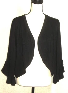 LANE BRYANT Black Open Front Sweater Cardigan Shrug RUFFLE Size 4X  26/28 - Picture 1 of 5