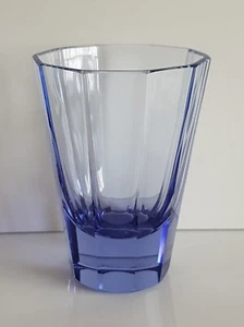 ANTIQUE BOHEMIAN MULTI-SIDED PURPLISH BLUE SHOT GLASS IN STYLE of MOSER - Picture 1 of 6
