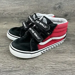 Van's Off the Wall High Top Toddle Shoes - Size 10 K - Black/Red - Strap - Picture 1 of 8