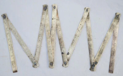 Ancien petit mètre pliant de poche en laiton - FRE24MET001 - Photo 1/4