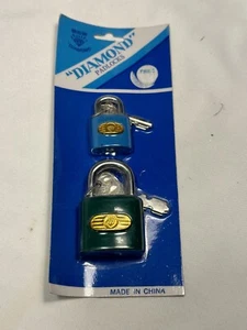 diamant vorhängeschlösser 2 Stück mit Schlüssel klein Vintage - Bild 1 von 2