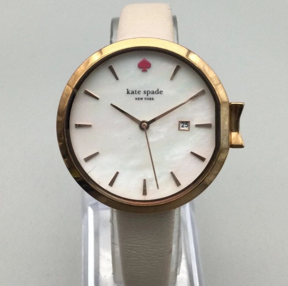 Kate Spade Park Row Watch Women 33mm Rose Gold Tone Date MOP Dial New Battery - Image 1 of 4