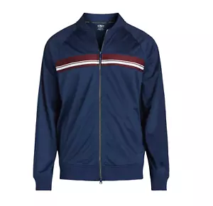Athletic Works Men Baseball Collar Tricot Large Blue Cove 2-Way Front Zip Jacket - Picture 1 of 3