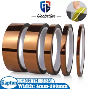Kapton Polyimide Tape Heat Resistant Adhesive Insulation Wide 3-100mm Long 33M - Picture 1 of 9