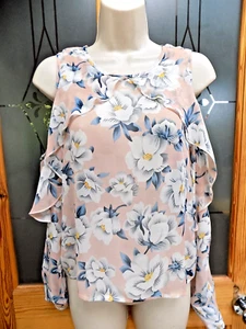 LADIES BLOUSE TOP Boohoo Size 12 Sheer Bare Shoulder Frill Chiffon Floaty VGC - Picture 1 of 4