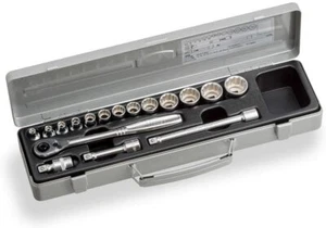 TONE 3/8" Drive Socket Wrench Set with Box 17 Tools 1570M JAPAN - Picture 1 of 3