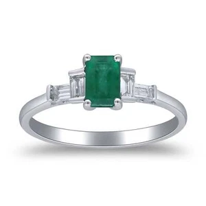 Gin and Grace Gianna 10K White Gold Emerald-Cut Emerald Ring 0.57tcw 6 - Picture 1 of 41