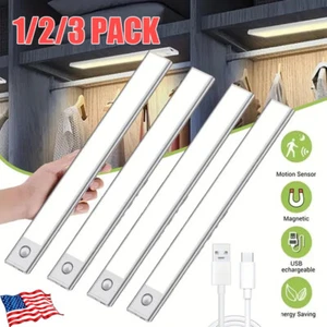 LED Motion Sensor Under Cabinet Closet Light USB Rechargeable Kitchen Lamp Strip - Picture 1 of 15