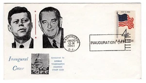 John F. Kennedy Inauguración 1961 - Geo Washington Masonic Stamp Club - Imagen 1 de 2