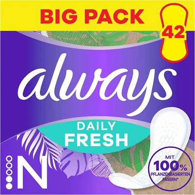 Always Daily Fresh Slipeinlagen Normal pflanzenbasierte Fasern ohne Duft 42 St.