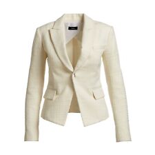 $495 Theory Blazer Women 12 Brince Newdale Textured Career Jacket Ivory White