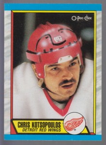 1989-90 Chris Kotsopoulos Detroit Red Wings O-Pee-Chee Hockey Card #279