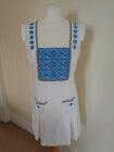 HOSS INTROPIA WHITE AND BLUE PRINT DRESS - SIZE 16