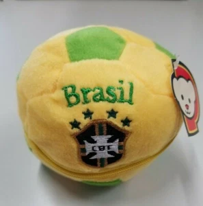 Palla da calcio giocattolo peluche Brasil Plushland con colori squadra orso piccolo - Foto 1 di 2