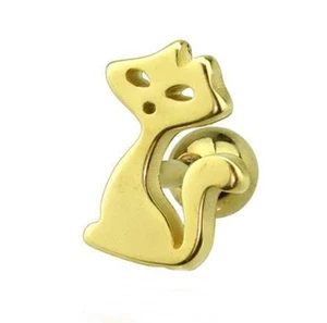 Cartilage/Tragus Ear Kitty Cat 10mm 16 Gauge 1/4" Gold IP - Picture 1 of 3