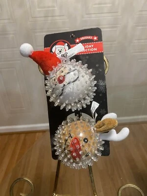 Chase 'n Chomp Durable TPR Squeaking Fetch Ball Dog Toy, 3" Holiday Collection - Image 1 of 4