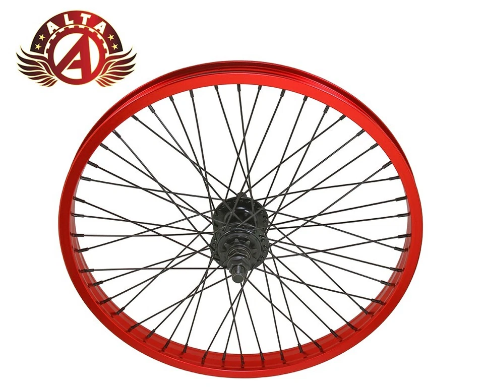 20"x 2.125 BMX BICICLETA ALEACIÓN Delantera O 9T Eng Trasera Rueda Roja 48 Radios Cojinete Sellado Foto 1 de 1