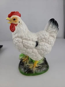 Estatuilla de 6" Napco Ware gallo blanco gallina pollo granja de campo - Imagen 1 de 13