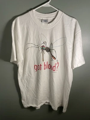 Vintage 90s Mosquito “Got Blood” Promo T Shirt Got Milk Parody Gildan Size L - Image 1 of 4