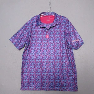 Bogey Bros Polo Shirt Large Purple Geometric Golf Performance Short Sleeve Logo - Picture 1 of 10