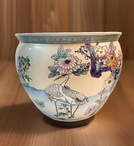 Maceta de cerámica de exportación china vintage 10” de alto X 13 1/2” de ancho años 70 - Imagen 1 de 6