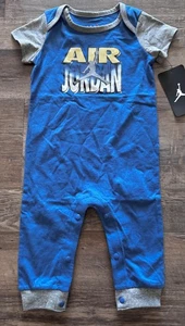NWT Nike Air Jordan Baby Boys 6-9 Months Blue/Gray One Piece S/S Romper - Picture 1 of 2
