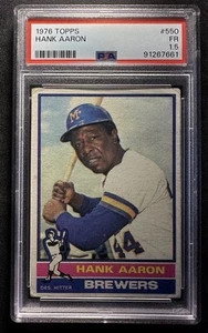 1976 Topps #550 Hank Aaron PSA 1.5 HOF Milwaukee Brewers - Bild 1 von 2