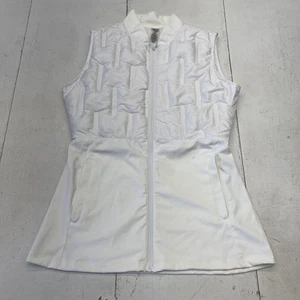 Mono B Vest Womens Medium White Quilted Zip Front Puffer Sleeveless JU3074 - Picture 1 of 7