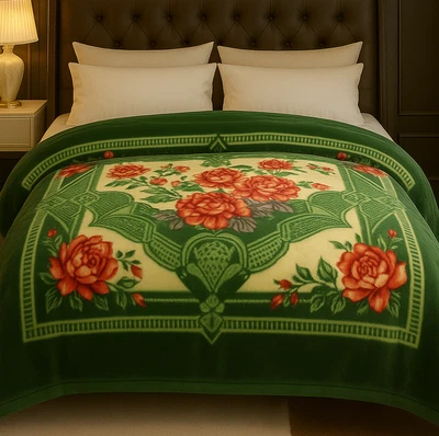 Manta Raschel Floral Talla King - Manta Visón Coreano de Felpa Suave con Rosas Rojas Foto 1 de 4