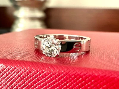 Cartier любовь 18k бриллиант круглый обручальное кольцо 1,06 карат E VS1 3 X $21k новый - Изображение 1 из 4