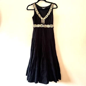 Vtg Y2K SUE WONG Black Embellished Cocktail Dress Party Whimsygoth Fairy 90s 2 - Picture 1 of 9