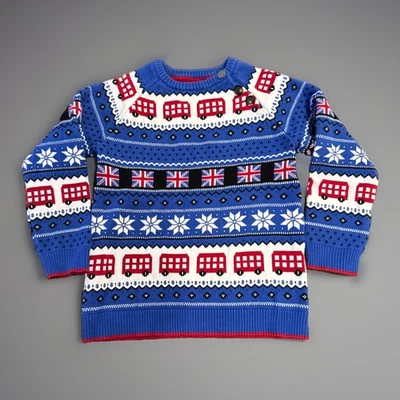 Suéter de Navidad Gymboree Boys 10 Londres Autobús de dos pisos Fair Isle Algodón Foto 1 de 4