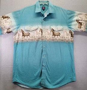 Vintage Panhandle Slim Shirt Mens XL Pearl Snap Wild Horses Western Cowboy Rodeo - Picture 1 of 10