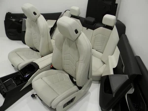 BMW G60 Lederausstattung Sportsitze Sitze Seat Veganza Perf.Gesteppt Rauch-Weiss - Picture 1 of 24