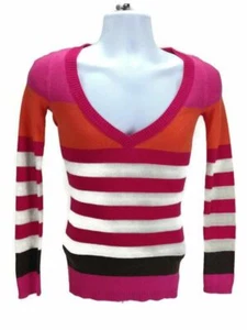 Aeropostale Girls Striped Sweater Sz. XS/TP  Pink & Orange  #0476 - Picture 1 of 3