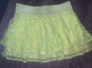 Justice sz 12 neon yellow polkadot sequin skirt skort W Shorts - Picture 1 of 6