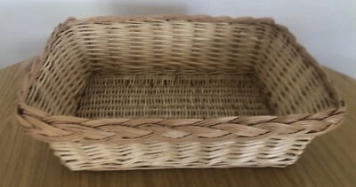 Rectangular Honey  Wicker Storage Basket Hamper Tray Home Decor 39cm x 30cm - Image 1 of 4