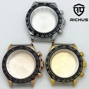 39mm silver/gold/rose gold watch case Sapphire Glass fit VK63 Quartz movement - Picture 1 of 12