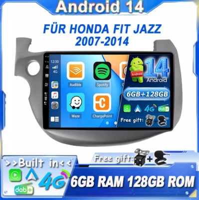 DAB+ Für Honda FIT JAZZ 2007-2014 Android 14 Autoradio CarPlay GPS QLED 6G+128GB - Bild 1 von 4