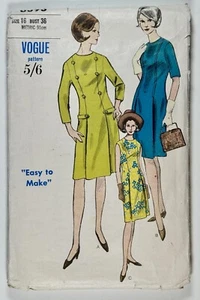 1960’s Vintage Sewing Pattern  Vogue 6393 Misses Semi Fitted Dress Bust 36” - Picture 1 of 4