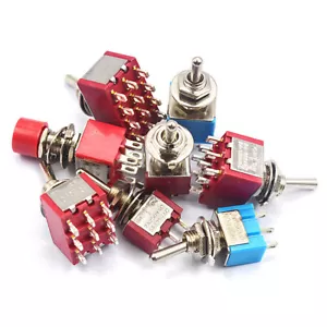 3/6/9/12Pin 2/3/Way Toggle Switch PS&MTS-102/103/202etc.Multiple Models Red&Blue - Picture 1 of 21