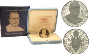 vaticano 5 euro silber pp centenario della nascita di papa giovanni paulo l - Bild 1 von 1
