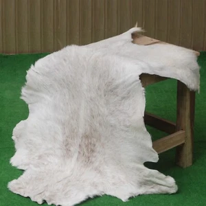 Luxury Gray & White Goatskin Rug – 100% Natural Hair-On Hide, Soft & Durable - Picture 1 of 10