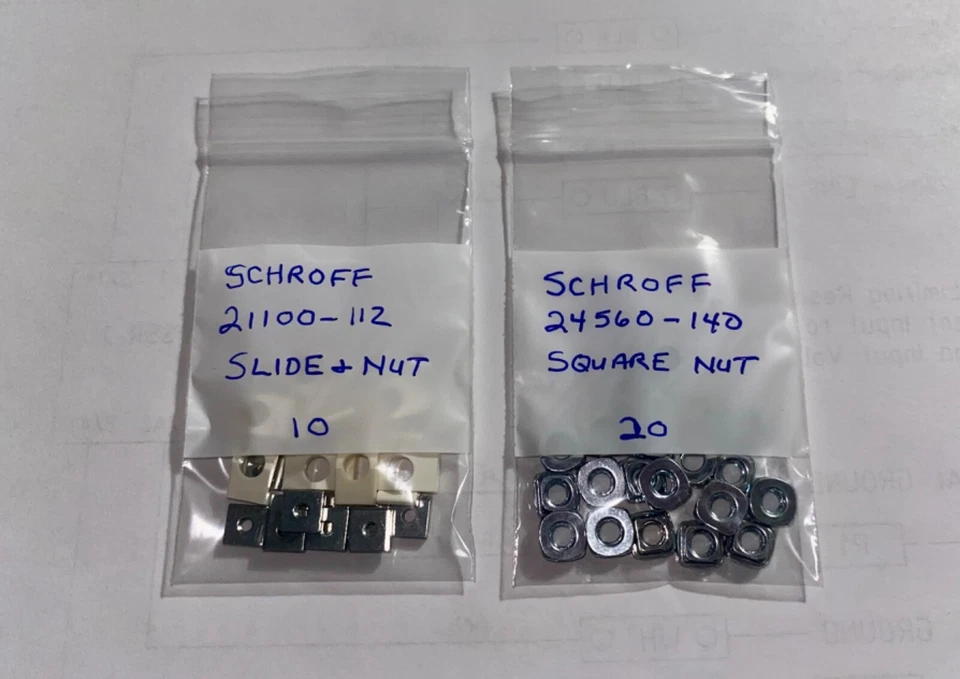(20) Schroff 24560-140 Square Nuts & (10) 21100-112 Slide & Nut Sets - Image 1 of 1