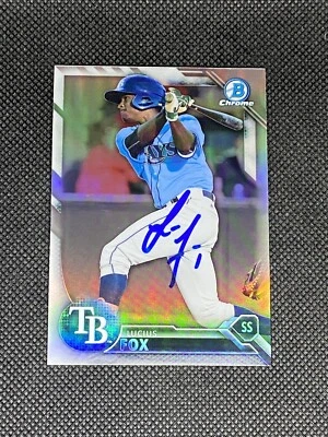 Lucius Fox Tampa Bay Rays 2016 Bowman Chrome Refractor Signed Auto #BDC-200 COA - Image 1 of 3
