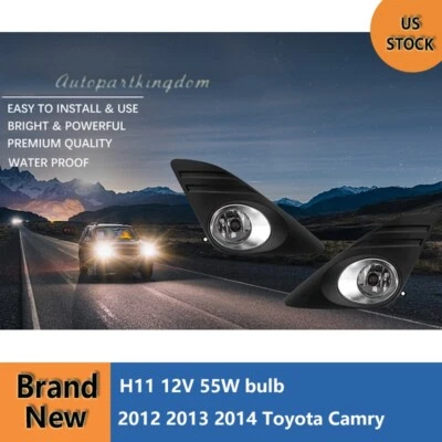 Fog Lights For 2012 2013 2014 Toyota Camry Driving Bumper Lamps w/Wiring+Switch - Image 1 of 4