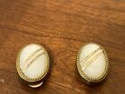VICTORIAN ANTIQUE GOLD FILLED STONE CUFF BUTTONS CUFFLINKS White Gold Cabochon